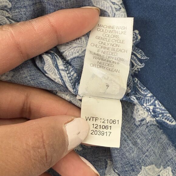 J Jill Top Womens Size L Seaside Woodblock Tunic Rayon 3/4 Sleeve Boho Coastal - Picture 11 of 12